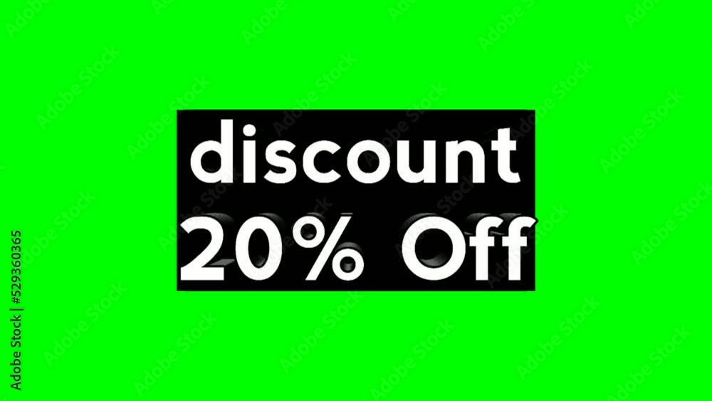 Motion graphics Discount 20% Off text in black box for business promotion advertorial concept banner video elements Motion graphics Discount 20% Off text in black box for business promotion advertorial concept banner video elements