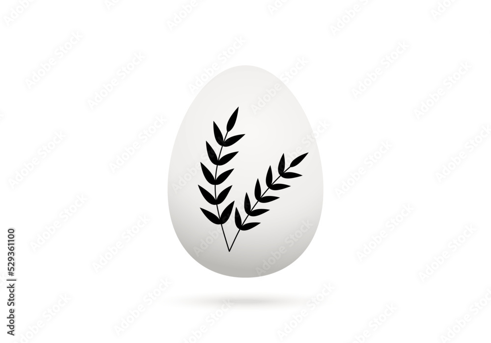 White egg with spring branch for easter. White egg with spring branch for easter.
