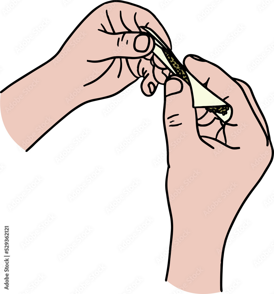 Illustration of hands rolling a joint. Rolling marijuana joint with two hands and paper. Illustration of hands rolling a joint. Rolling marijuana joint with two hands and paper.