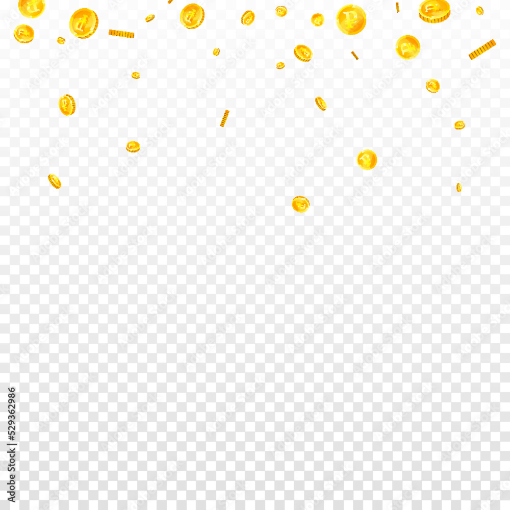 Russian ruble coins falling. Scattered gold RUB Russian ruble coins falling. Scattered gold RUB