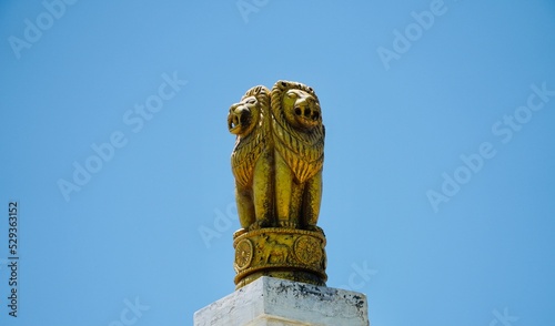 Golden ashoka pillar. Republic of India. photo