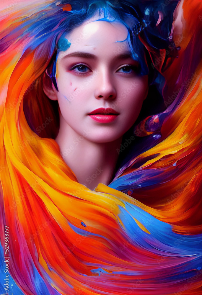 woman with makeup oil digital painting