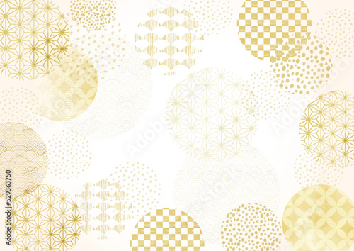 和柄背景 ゴールド水玉模様