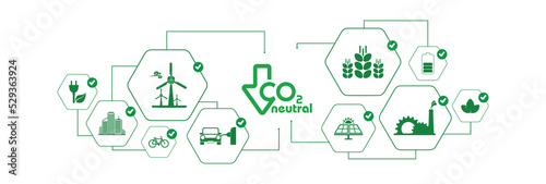 reducing CO2 emissions to stop climate change. green energy background	