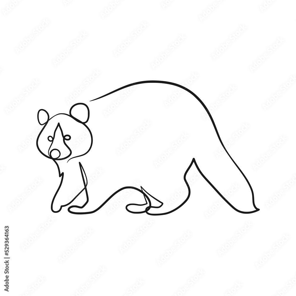 Obraz premium Raccoon continuous line art drawing