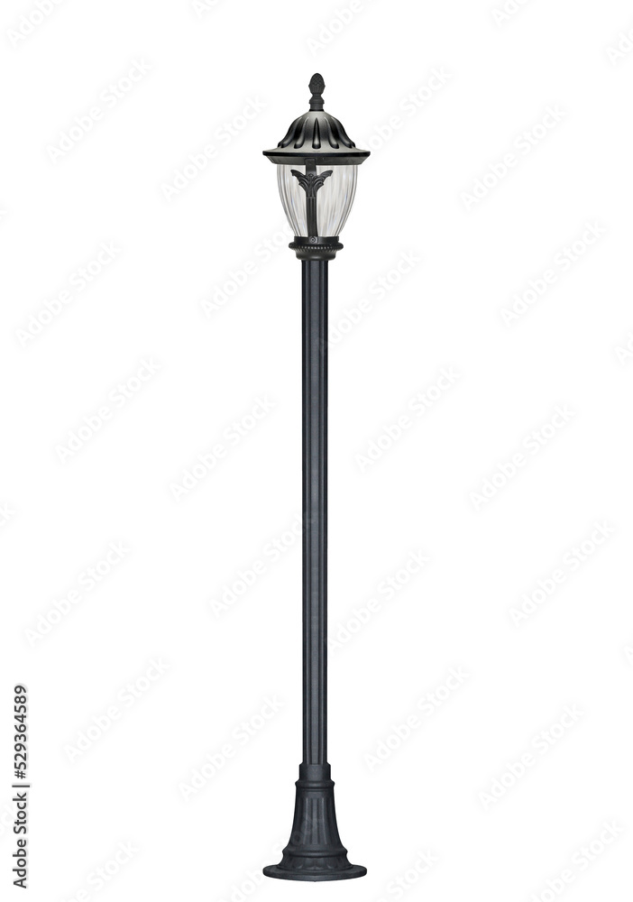 vintage Street and garden Lamp pole  posts isolated on white background - obrazy, fototapety, plakaty 