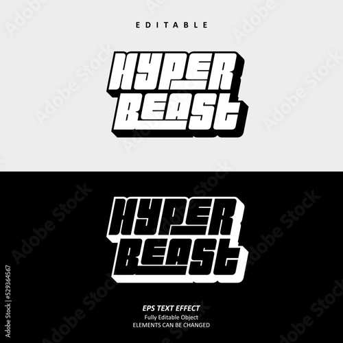 Obraz na plátně Editable Text Effect Vector of Black White Apparel Hyper Beast Bold Typography f
