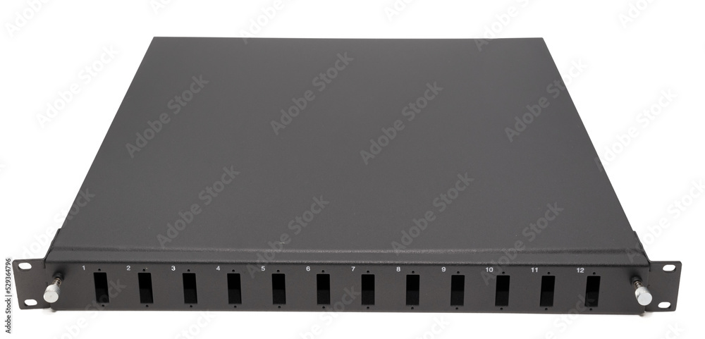 Obraz premium Fiber Optic Patch Panel on isolated white background