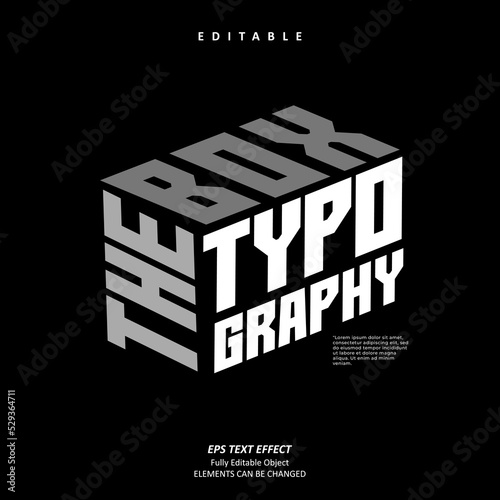 Print op canvas Editable Text Effect Vector of White Grey 3d Box Isometric Typography for Poster