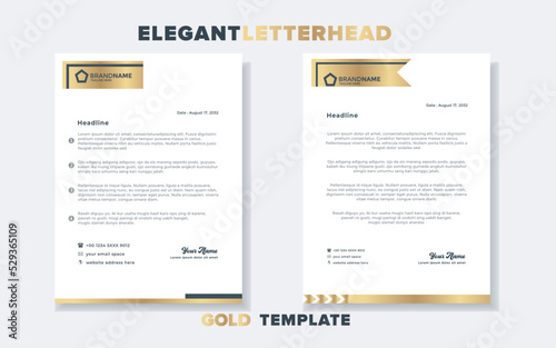 Modern and elegant gold luxury letterhead design template for company stationery design