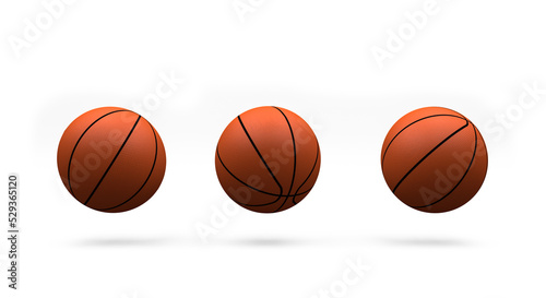 3D rendering, Close up basketball with different side, sport equipment collection mock up design, isolated on white background. © Daronk