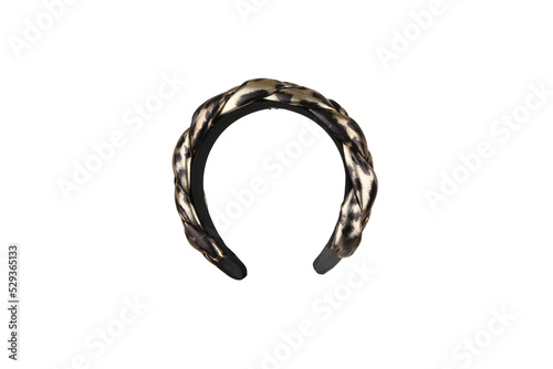 Black Fabric textured headband on isolated white background, front view. The hair holder.