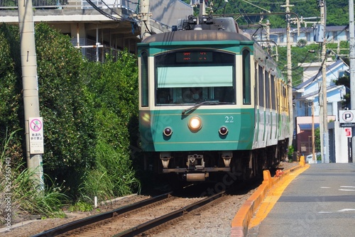tram in the city Enoshima electric line photo