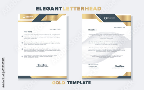 Modern and elegant gold luxury letterhead design template for company stationery design