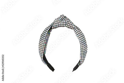 Photographie Black Fabric textured headband  on isolated white background, front view