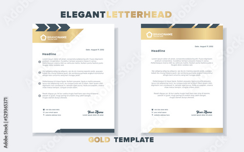Modern and elegant gold luxury letterhead design template for company stationery design