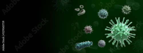Virus illustration with copy space. 3d rendering