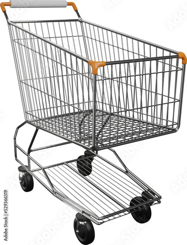 Empty Shopping Trolley Supermarket Basket Shopping Cart - PNG Transparent 3D image