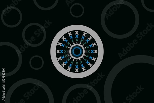 Black abstract background with colorful circle elements