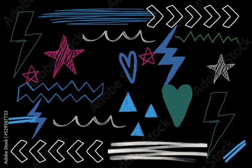 Black abstract background with colorful elements