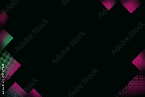 Black abstract background with green and purple elements