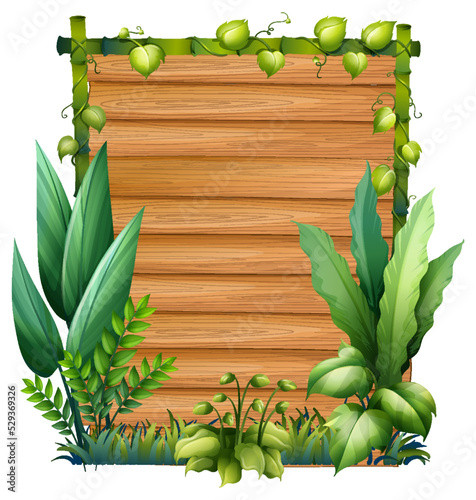 Wooden board template with nature leaves