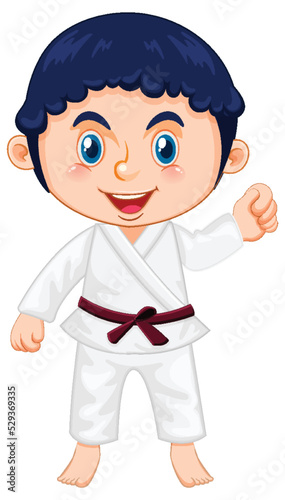 A boy in taekwondo uniform