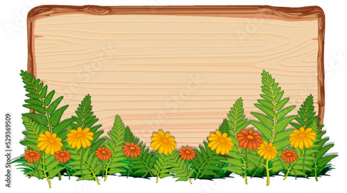 Wooden board template with nature leaves
