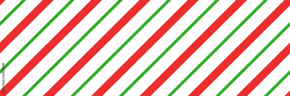 Christmas candy cane striped seamless pattern. Christmas candycane background with red and green stripes. Peppermint caramel diagonal print. Xmas traditional wrapping texture. Vector illustration. - obrazy, fototapety, plakaty 