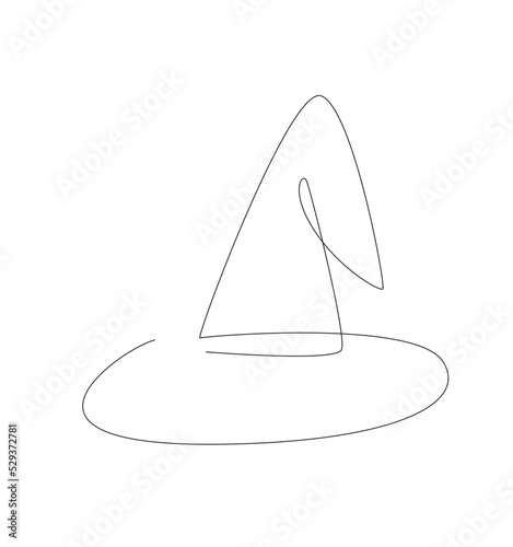 Witch hat single line illustration. witch cloth line art vector clipart. Outline halloween element.