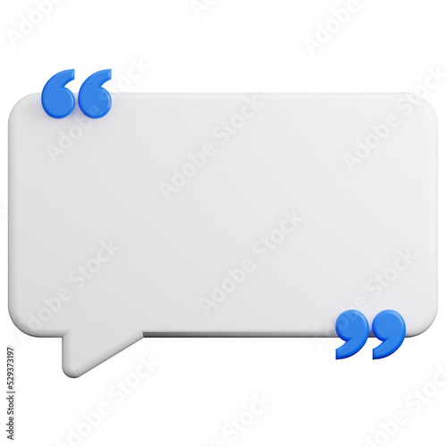 3d rendering of quotation speech bubble