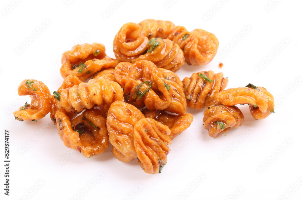 thai dessert called krong-krang-krob or crispy pastry isolated on white background thai dessert called krong-krang-krob or crispy pastry isolated on white background