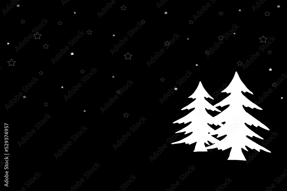 Fototapeta premium two white spruces against the background of the starry sky
