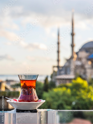 Photography Hot black Turkish tea