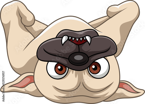 Cute bulldog cartoon sleeping on its back