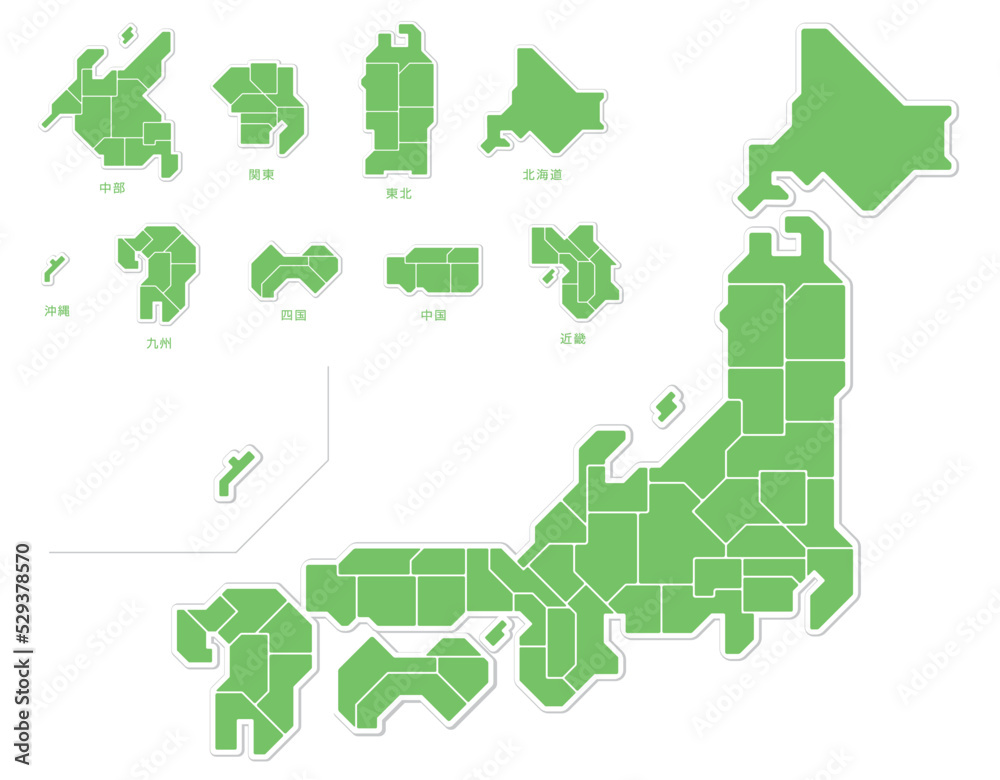日本地図 都道府県 シンプル イラスト Stock Vektorgrafik Adobe Stock