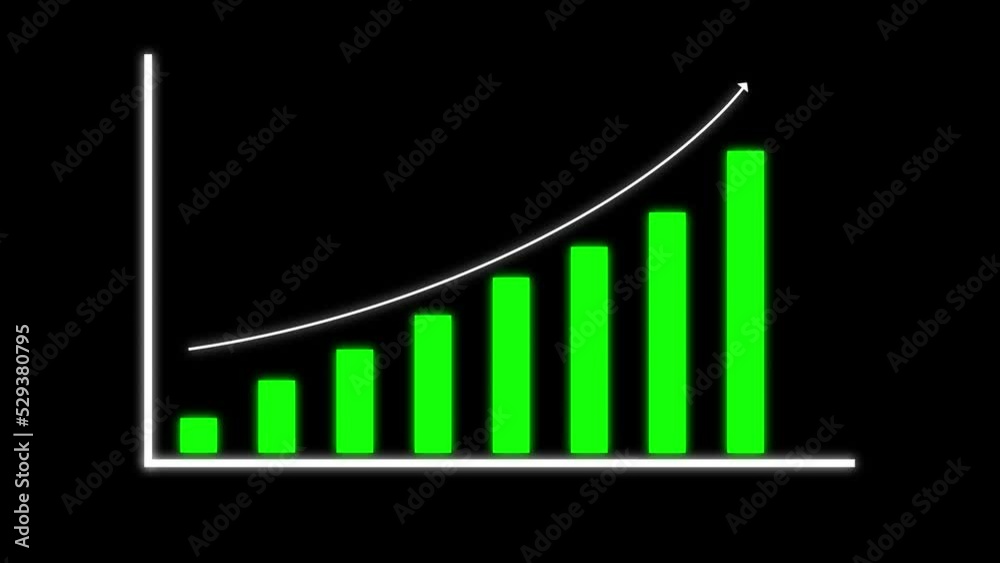 Business growth infographic animation, business graph green candles, analytical data