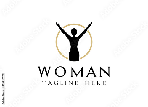 Woman label logo design template. 