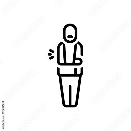 Black line icon for painful