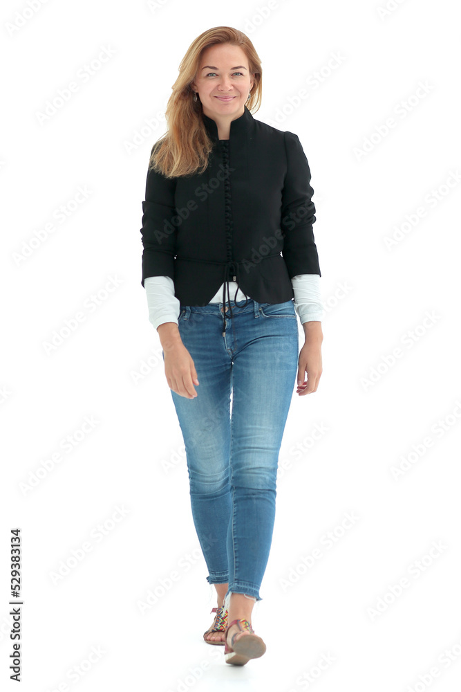 in full growth. smiling modern young woman in full growth. smiling modern young woman