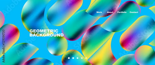 Colorful metallic geometric shapes minimal abstract background