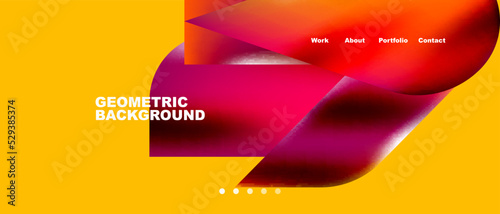 Glassmorphism landing page background template. Colorful glass shapes with metallic effect abstract composition for wallpaper, banner, background