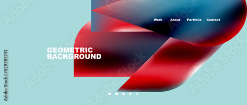 Glassmorphism landing page background template. Colorful glass shapes with metallic effect abstract composition for wallpaper, banner, background