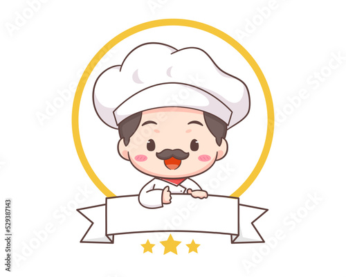 Cute chef logo mascot cartoon character. People Food Icon Concept Isolated on white. 