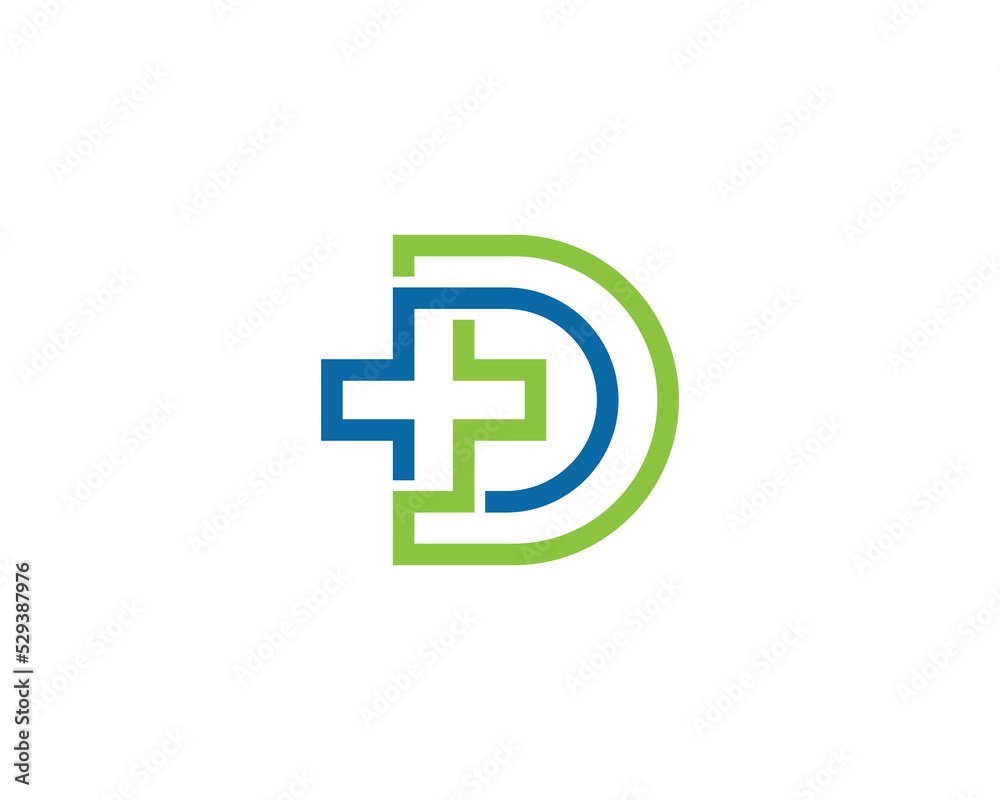Letter D Cross Plus Logo Concept sign icon symbol Design. Medical, Health Care Logotype. Vector illustration template Letter D Cross Plus Logo Concept sign icon symbol Design. Medical, Health Care Logotype. Vector illustration template