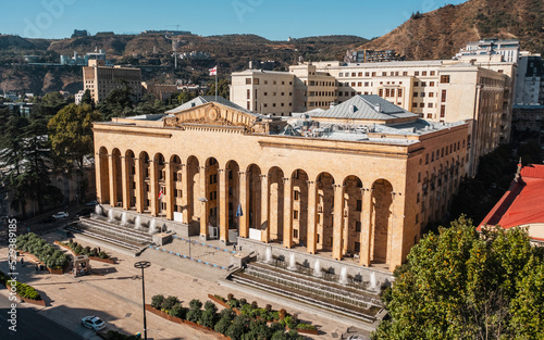 Aerial view of Parliament of Georgia in Tbilisi photo