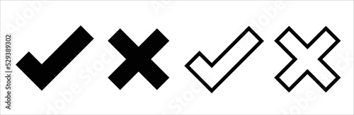 Check mark icon. Isolated tick symbol, right and wrong sign concept. Vector illustration. line and outline