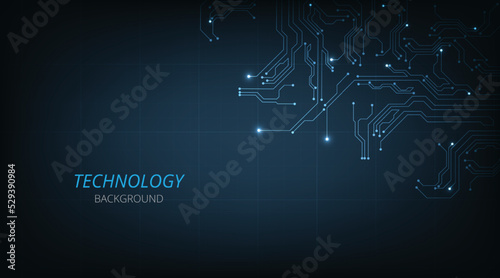 Electronic circuit board on dark blue background.Vector abstract technology illustration Circuit board.High tech connection system.Technology style modern concept.