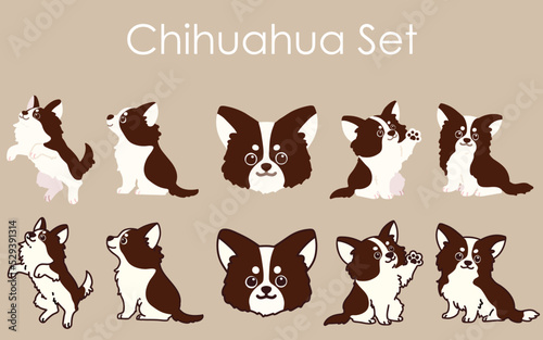 Simple and adorable Chihuahua illustrations set
