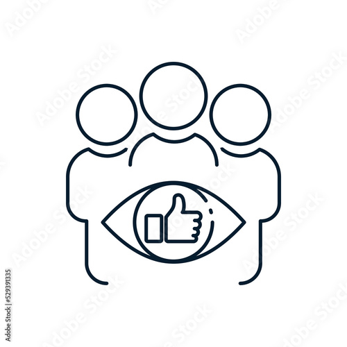 Concept target audience, positive feedback. Vector icon isolated on white background.